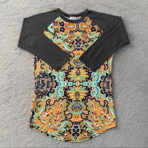 LuLaRoe Vibrant Paisley Baseball Randy Tee